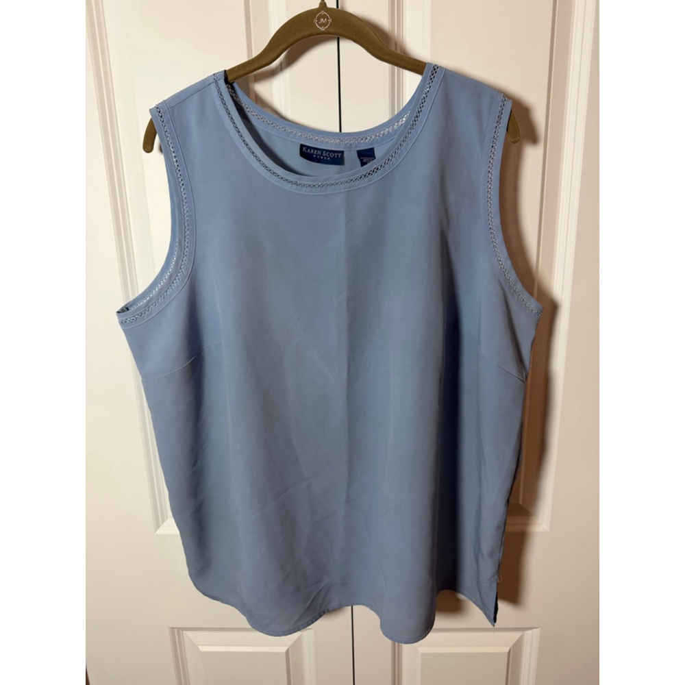 KAREN SCOTT Blue Plus Size 1X Tank Top
